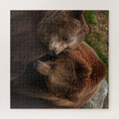 雄を見つめる茶色のクマの女性 ジグソーパズル (横)