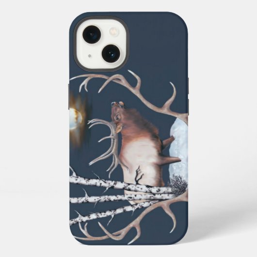 雄エルクのラッパ iPhoneケース (裏面)