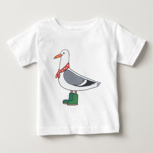 雄カモメ – スカーフとブーツ ベビーTシャツ (正面)