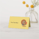 雄カラフル七面鳥の尾が黄色に拡離れがる プレイスカード (裏面)