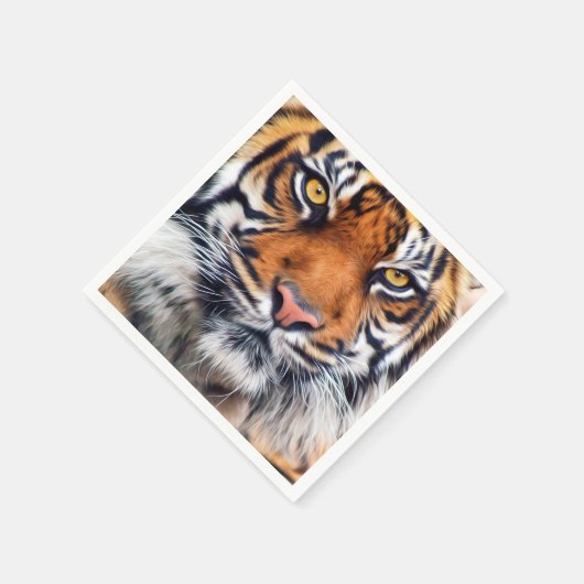 雄シベリアのトラ絵を描の写真 スタンダードカクテルナプキン (角)