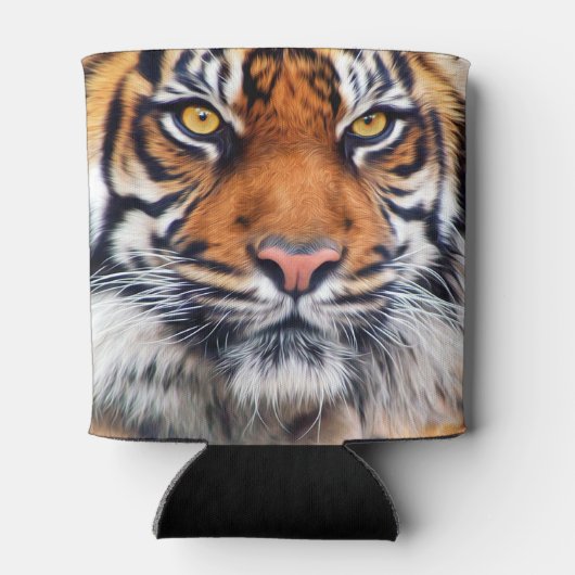 雄シベリアのトラ絵を描の写真 缶クーラー (裏面)