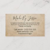 〔雄ジカの〕枝角が手作りのサンキャッチャー 名刺 (裏面)