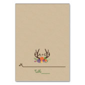 〔雄ジカの〕枝角とオレンジ色の紫結婚の花の座席表 テーブルナンバー (正面)