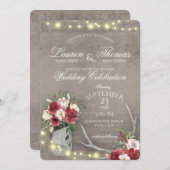 〔雄ジカの〕枝角とストリングライツバ素朴ルガンディフローラI 招待状 (正面/裏面)