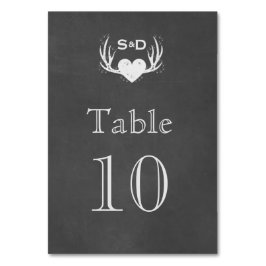 〔雄ジカの〕枝角とハート結び目テーブル番号 テーブルナンバー