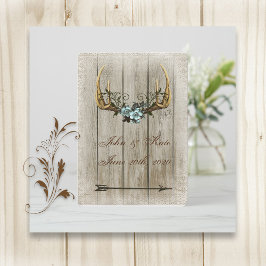 〔雄ジカの〕枝角とバラ素朴結婚式招待状 招待状