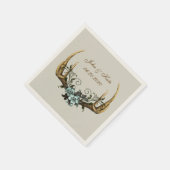 〔雄ジカの〕枝角とバラ結婚ズのナプキン スタンダードカクテルナプキン (角)