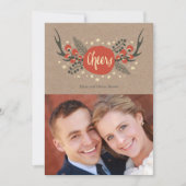 〔雄ジカの〕枝角とパインホリデーフォトカード シーズンカード (正面)