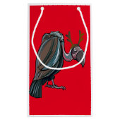 (雄ジカの)枝角のギフトバッグを持つハゲタカ スモールペーパーバッグ (裏面)