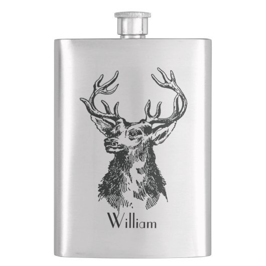 (雄ジカの)枝角のシカが付いているMongramの雄鹿の頭部 フラスク (正面)