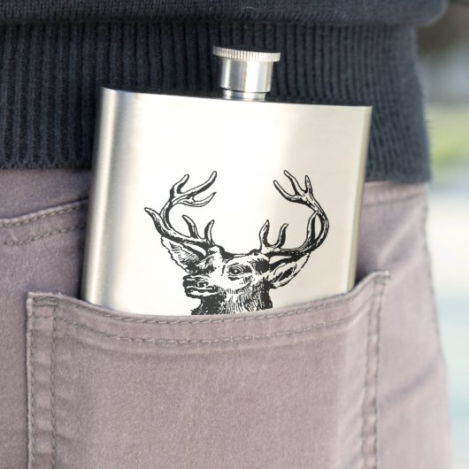 (雄ジカの)枝角のシカが付いているMongramの雄鹿の頭部 フラスク (インサイチュ)