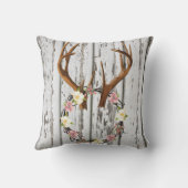 (雄ジカの)枝角のデザインの花の素朴な小屋のリース クッション (裏面)