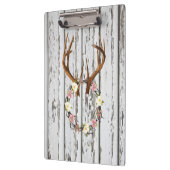 (雄ジカの)枝角のデザインの花の素朴な小屋のリース クリップボード (左)