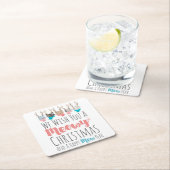 〔雄ジカの〕枝角の休日の猫たちおもしろい スクエアペーパーコースター (インサイチュ)