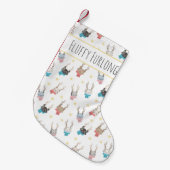 〔雄ジカの〕枝角の休日の猫たちカスタム スモールクリスマスストッキング (正面 (吊り時))
