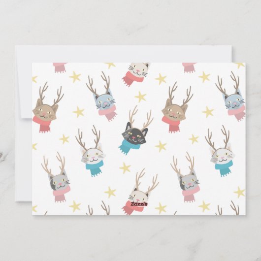 (雄ジカの)枝角の写真の「Meowyクリスマス」の休日猫 シーズンカード (裏面)