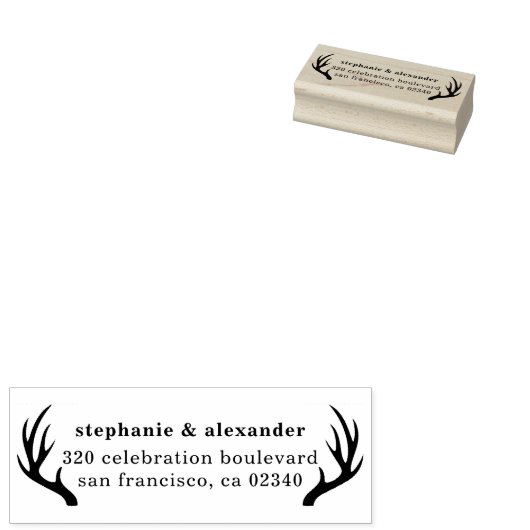 〔雄ジカの〕枝角はっきりした国の結婚式名差出人住所 ラバースタンプ (押印)