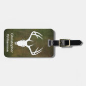 (雄ジカの)枝角を搭載するシカの狩りのスカル ラゲッジタグ (正面横)