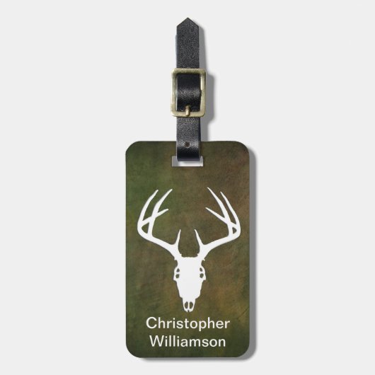 (雄ジカの)枝角を搭載するシカの狩りのスカル ラゲッジタグ