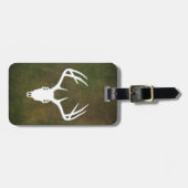 (雄ジカの)枝角を搭載するシカの狩りのスカル ラゲッジタグ (正面横)