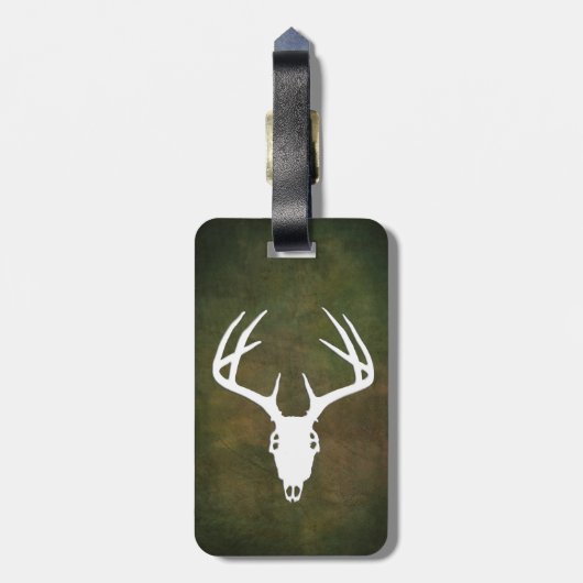 (雄ジカの)枝角を搭載するシカの狩りのスカル ラゲッジタグ (裏面縦)