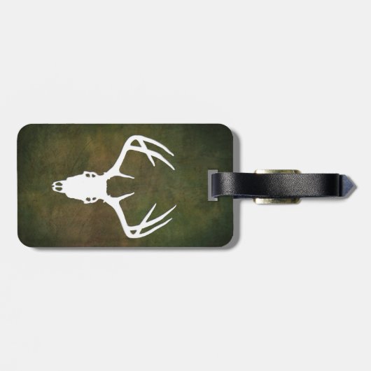 (雄ジカの)枝角を搭載するシカの狩りのスカル ラゲッジタグ (裏面横)