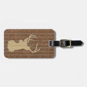 (雄ジカの)枝角を搭載するトロフィのシカ ラゲッジタグ (正面横)