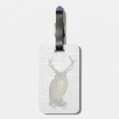 (雄ジカの)枝角を搭載するフクロウは2つを嘆きます ラゲッジタグ (裏面縦)