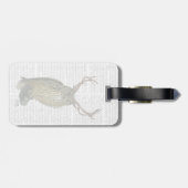 (雄ジカの)枝角を搭載するフクロウは2つを嘆きます ラゲッジタグ (裏面横)