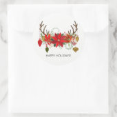 〔雄ジカの〕枝角オーナメントフローラ〔雄ジカの〕枝角ホリデイ素朴 ラウンドシール (バッグ)