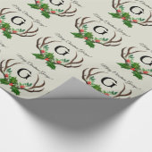 〔雄ジカの〕枝角クリスマスとテキストの折り返し紙 ラッピングペーパー (角)