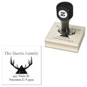 〔雄ジカの〕枝角シルエットパーソナライズされた ラバースタンプ (押印)