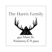 〔雄ジカの〕枝角シルエットパーソナライズされた ラバースタンプ (インプリント)