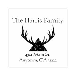 〔雄ジカの〕枝角シルエットパーソナライズされた ラバースタンプ