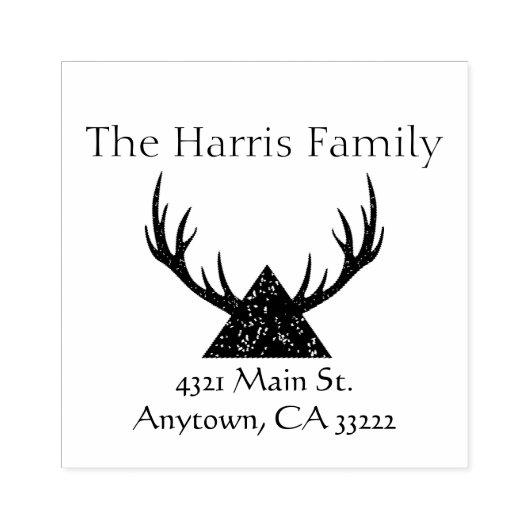 〔雄ジカの〕枝角シルエットパーソナライズされた ラバースタンプ (インプリント)