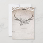 〔雄ジカの〕枝角ス素朴ホワイト樺の木ヴィンテージウェディングRSVP 招待状 (裏面)