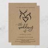 〔雄ジカの〕枝角ドー&ディアーハートハンター結婚ズ 招待状 (正面/裏面)