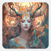 〔雄ジカの〕枝角ファンタジー スクエアシール (正面)