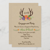 〔雄ジカの〕枝角フローラモノグラ結婚ム婚約パーティ 招待状 (正面/裏面)