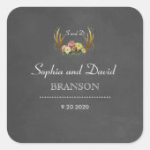 〔雄ジカの〕枝角ユニークフローラシャルボ結婚ードのモノグラム スクエアシール (正面)