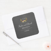 〔雄ジカの〕枝角ユニークフローラシャルボ結婚ードのモノグラム スクエアシール (封筒)