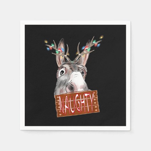 〔雄ジカの〕枝角ライツいけなサインおもしろいクリスマスロバ スタンダードカクテルナプキン (正面)