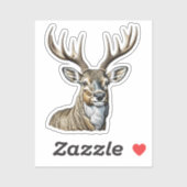〔雄ジカの〕枝角付きスケッチ鹿 シール (シート)
