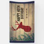 〔雄ジカの〕枝角付き鹿葉頭 横断幕 (縦)