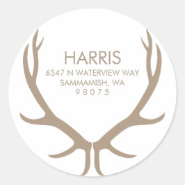 〔雄ジカの〕枝角差出人住所ラベル ラウンドシール