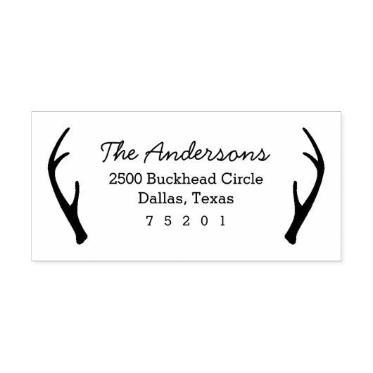 〔雄ジカの〕枝角差出人住所 ラバースタンプ (インプリント)