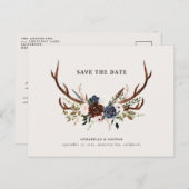 〔雄ジカの〕枝角素朴が海軍のバーゴーニュ·フローラの脚結婚本を作る 案内ポストカード (正面/裏面)