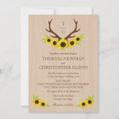 〔雄ジカの〕枝角素朴とひまわりの結婚式招待状 招待状 (正面)