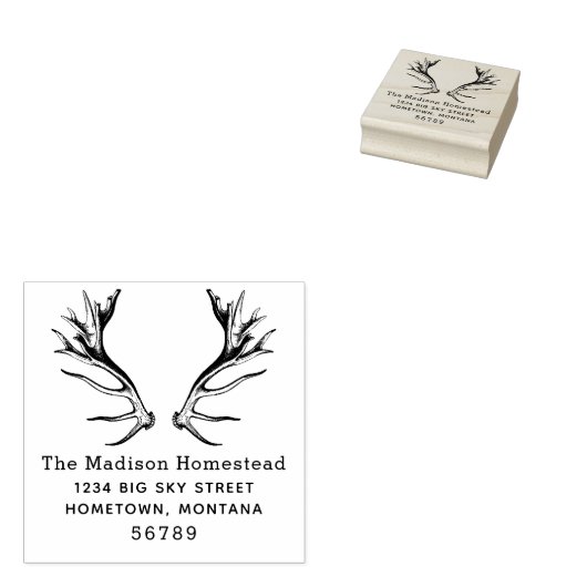 〔雄ジカの〕枝角素朴アドレスのラバースタンプ ラバースタンプ (押印)